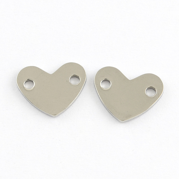 

PandaHall Heart Stainless Steel Links connectors, Stainless Steel Color, 14x11x1mm, Hole: 2mm Stainless Steel Heart