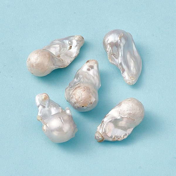 

PandaHall Baroque Natural Keshi Pearl Beads, Nuggets, Seashell Color, 30~37x16~19.5x15~16mm, Hole: 0.7mm Keshi Pearl Nuggets