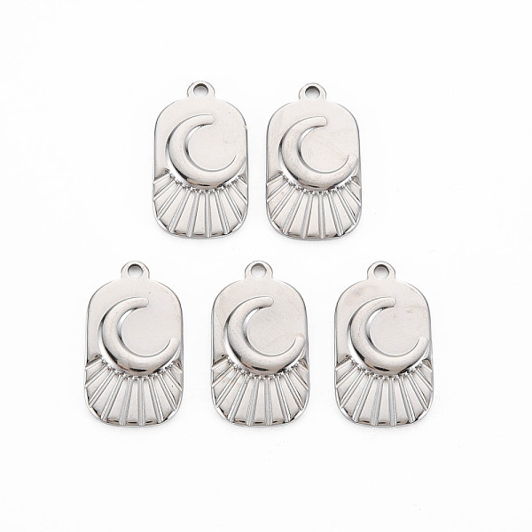 

PandaHall 201 Stainless Steel Pendants, Rectangle with Moonn, Stainless Steel Color, 25x14x2mm, Hole: 2mm 201 Stainless Steel Rectangle