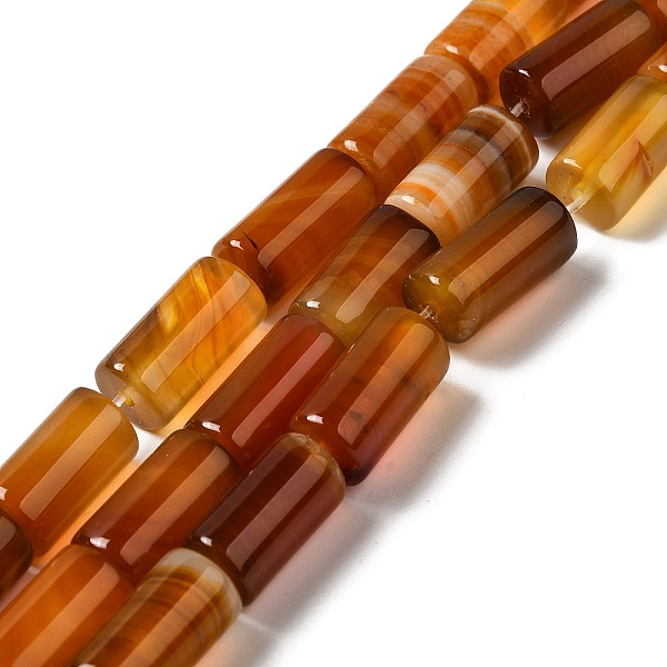 PandaHall Natural Agate Beads Strands, Dyed & Heated, Column, Chocolate, 8~8.5x14.5~16mm, Hole: 1.6mm, about 12pcs/strand, 7.20~7.48''...