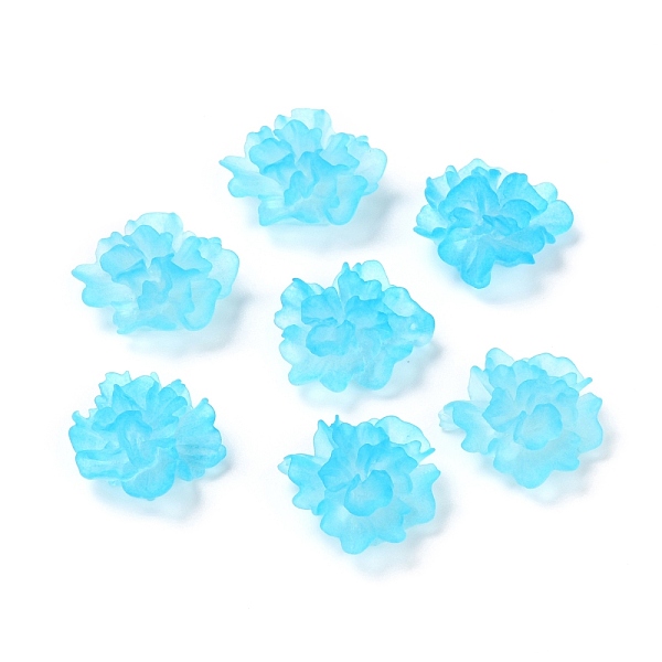 PandaHall Transparent Resin Cabochons, DIY for Mobile Phone Decoration & Bobby Pin Accessories, Flower, Deep Sky Blue, 25x22.5x9.5mm Resin...