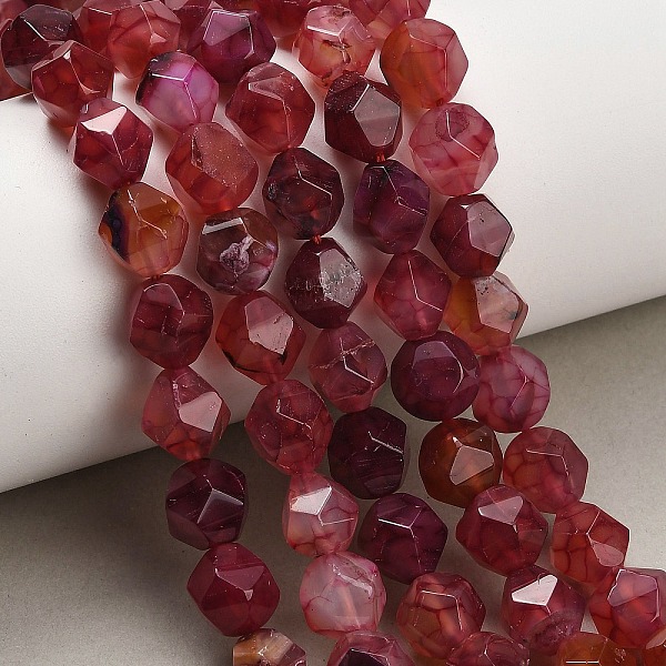 Brins de perles d'agate naturelle (teintes et chauffées)