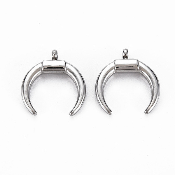 

PandaHall 304 Stainless Steel Pendants, Double Horn Pendant, Cadmium Free & Nickel Free & Lead Free, Crescent Moon, Stainless Steel Color...