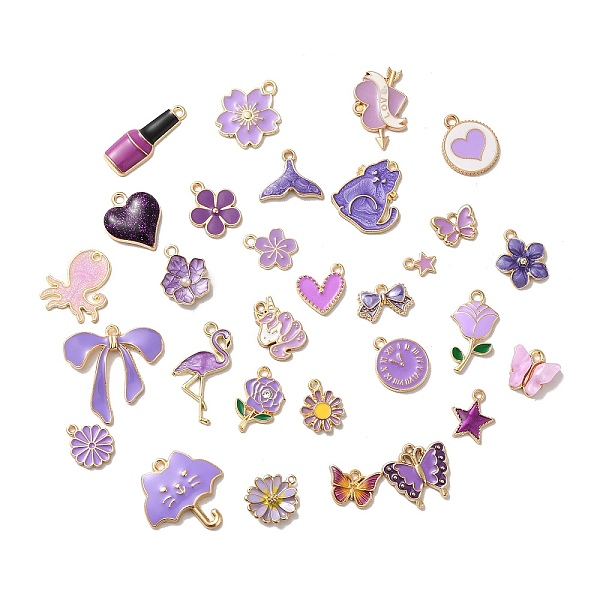 

PandaHall Alloy Enamel Pendants, Mixed Shapes, Golden, Purple, 9~26.5x6.5~27x1~3.5mm, Hole: 1.6mm, about 100pc/bag Alloy+Enamel Mixed Shapes...