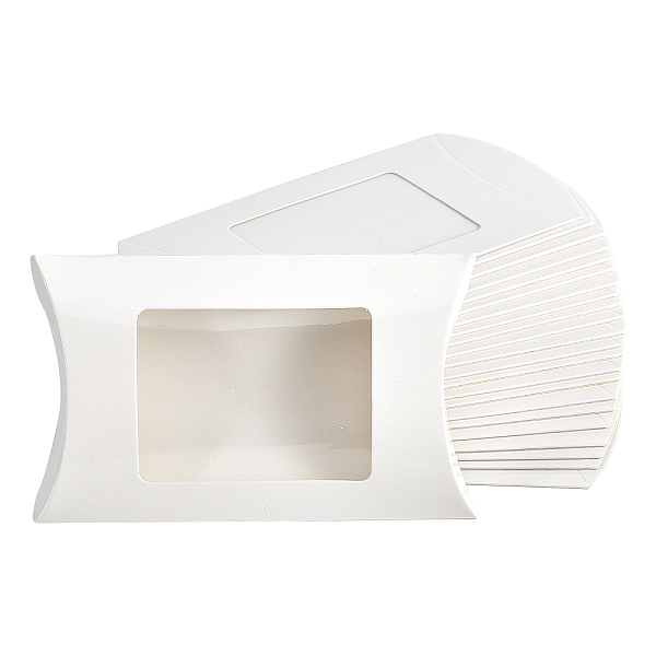 Chgcraft 30pcs Boîtes D'oreiller En Papier Kraft Blanc Avec Fenêtre Transparente