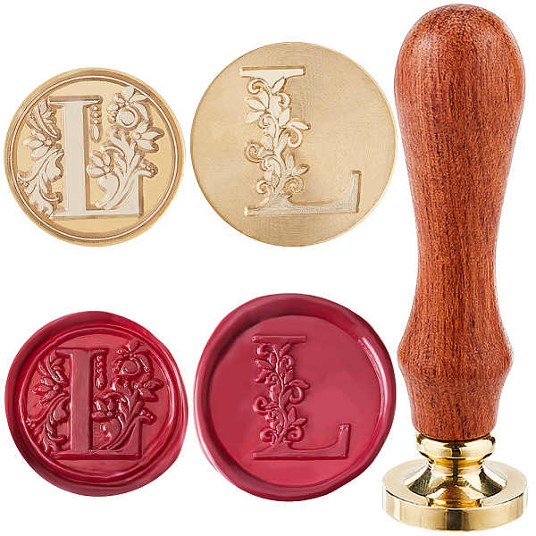 

PandaHall CRASPIRE 2Pcs 2 Styles Golden Tone Brass Wax Seal Stamp Head, with 1Pc Pear Wood Handle, for DIY Scrapbooking, Letter L, 25~30mm..., Brown