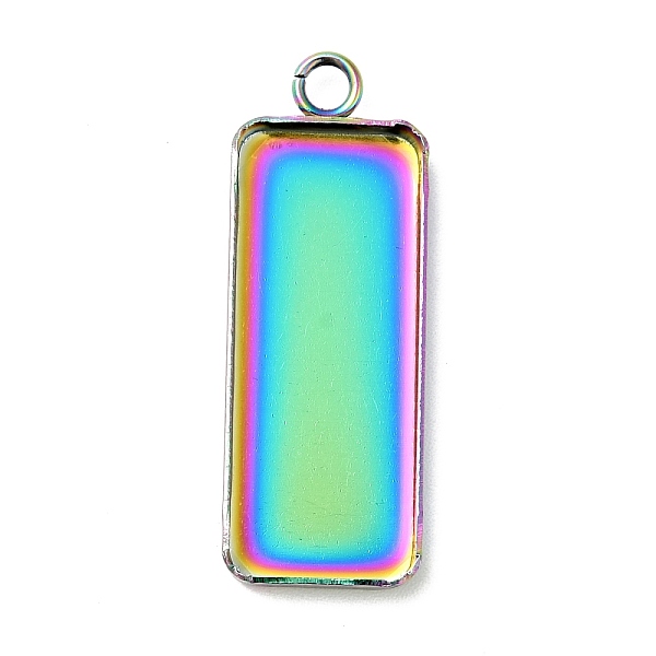 

PandaHall Ion Plating(IP) 304 Stainless Steel Pendant Cabochon Settings, Plain Edge Bezel Cups, Rectangle, Rainbow Color, Tray: 25x10mm...