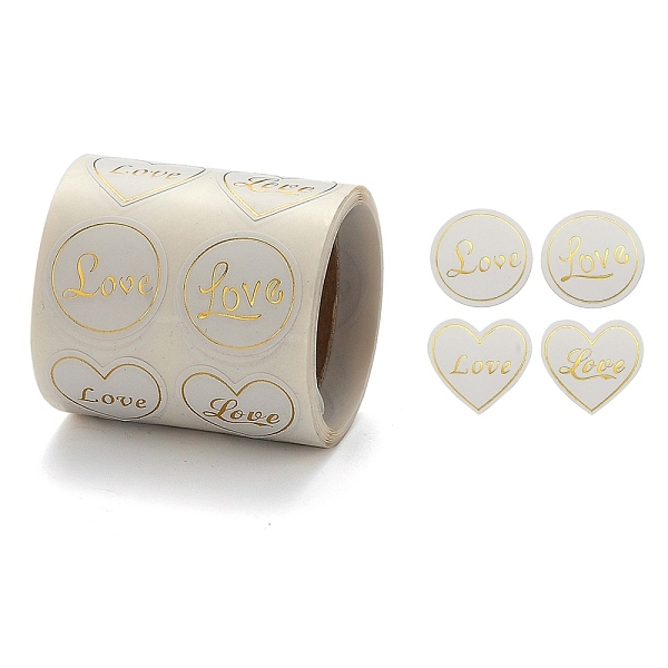 

PandaHall Heart and Flat Round with Word Love Valentine's Stickers Self Adhesive Tag Labels, Decorative Stickers, for Wedding Valentine's..., White