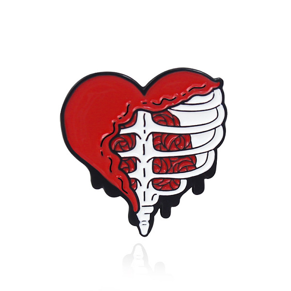 

PandaHall Rib Cage with Rose Safety Brooch Pin, Alloy Enamel Badge for Suit Shirt Collar, Heart, 26x25mm Alloy+Enamel Heart