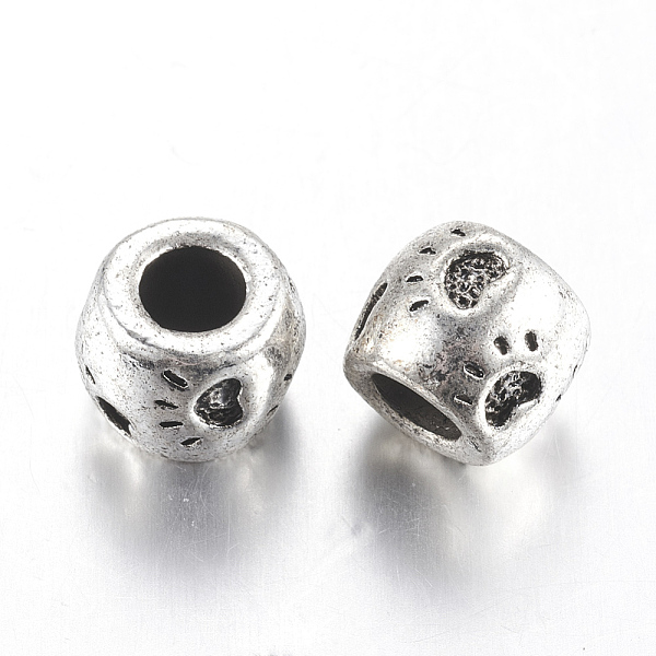 

PandaHall Tibetan Style Alloy European Large Hole Beads, Barrel with Claw Print, Lead Free , Antique Silver, 8.5x10.5mm, Hole: 4.5mm, about...