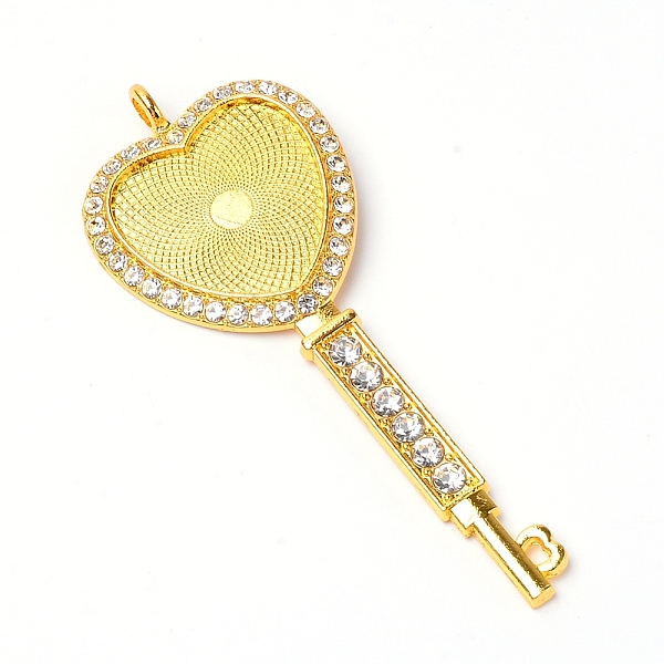

PandaHall Zinc Alloy Big Pendants Crystal Rhinestone Cabochons Setting, Heart Key, Cadmium Free & Lead Free, Golden, Tray: 25x22.5mm..., Clear