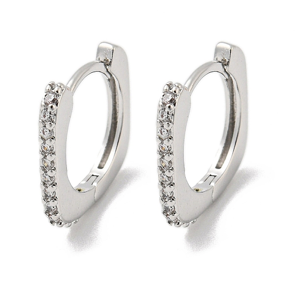 

PandaHall Brass Micro Pave Clear Cubic Zirconia Hoop Earrings, Square, Platinum, 14x2mm Brass Square