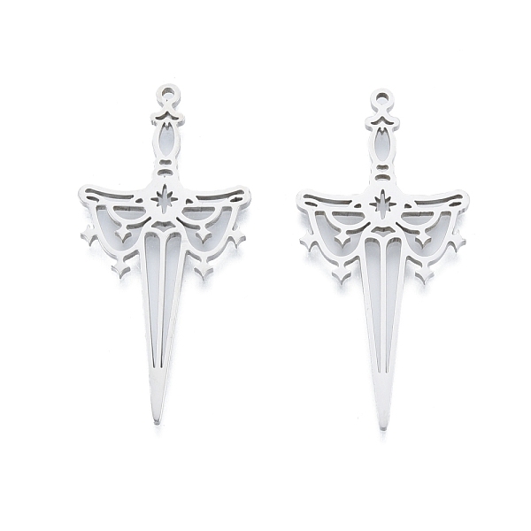 

PandaHall 201 Stainless Steel Pendant, Hollow Charms, Sword, Stainless Steel Color, 47x22.5x1.5mm, Hole: 1.4mm 201 Stainless Steel Others
