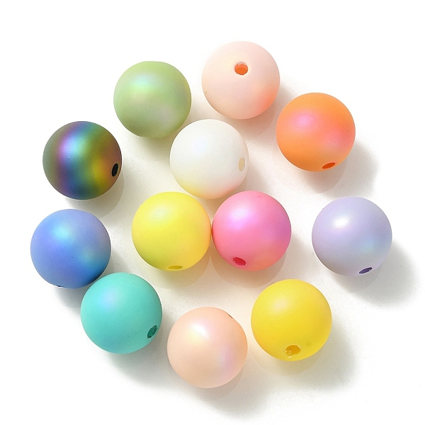

PandaHall UV Plating Rainbow Iridescent Acrylic Beads, Round, Mixed Color, 16mm, Hole: 2.5mm Acrylic Round Multicolor