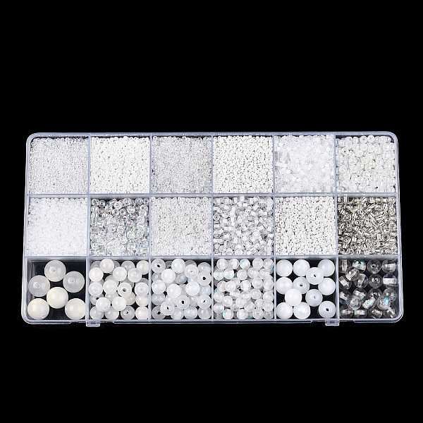 

PandaHall DIY 18 Style Resin & Acrylic Beads Jewelry Making Finding Kit, Round & Rice & Tube, White, 6.5~7x2~12x1.5~11.5mm, Hole: 0.7~2mm...