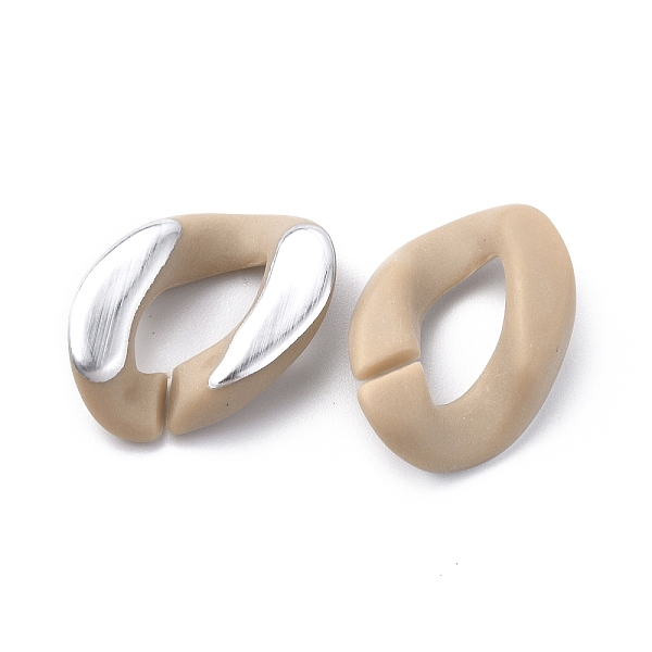 

PandaHall Plated Acrylic Linking Rings, Quick Link Connector, for Curb Chain Making, Twisted Oval, Tan, Silver Plated, 23x17x5.5mm Acrylic..., Orange