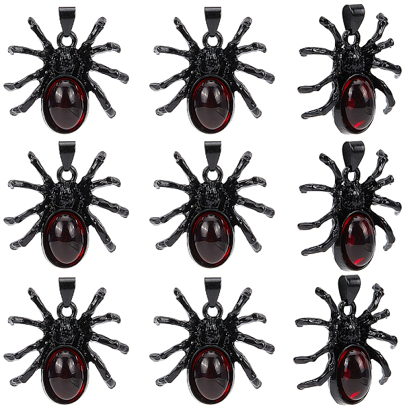 

PandaHall SUNNYCLUE 10Pcs Halloween Theme Glass Pendants, with Alloy Finding, Spider, Electrophoresis Black, 31.5x33.5x9mm, Hole: 5.5x4.5mm...