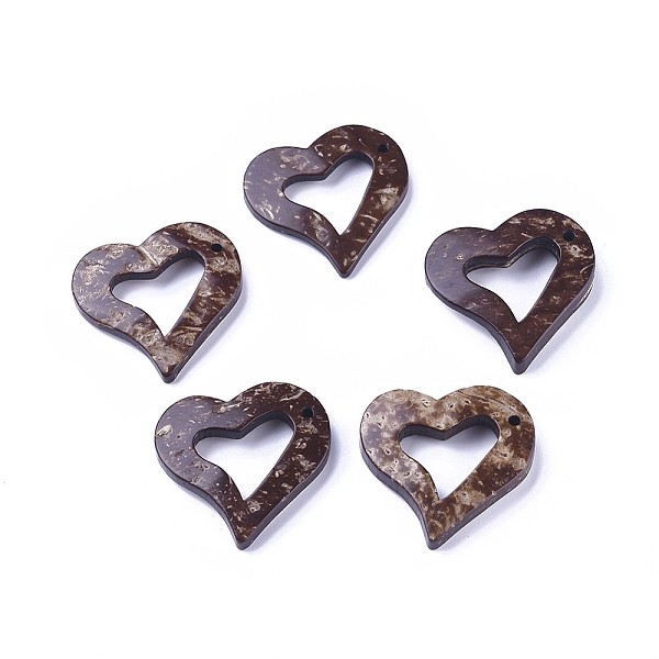 

PandaHall Coffee Coconut Heart Pendants, 33x35x5mm, Hole: 2mm Coconut Heart Brown