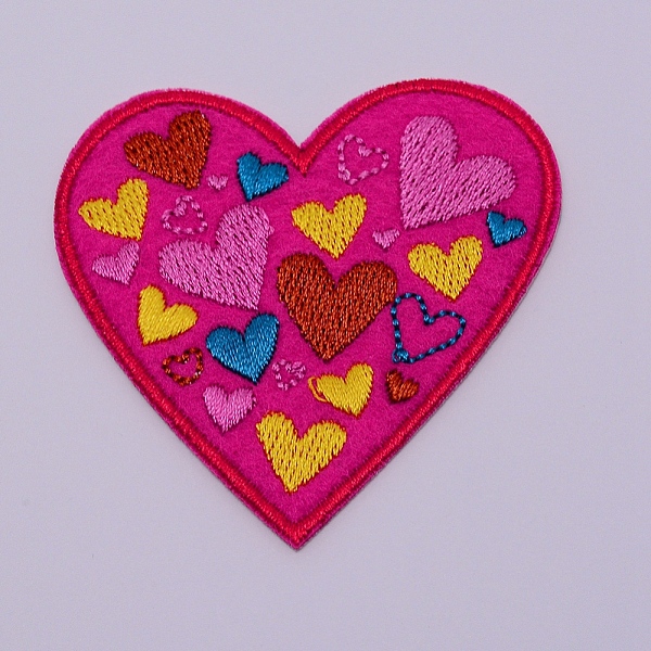 

PandaHall Computerized Embroidery Cloth Iron on/Sew on Patches, Costume Accessories, Appliques, Heart with Heart, Hot Pink, 61x63x1.5mm...
