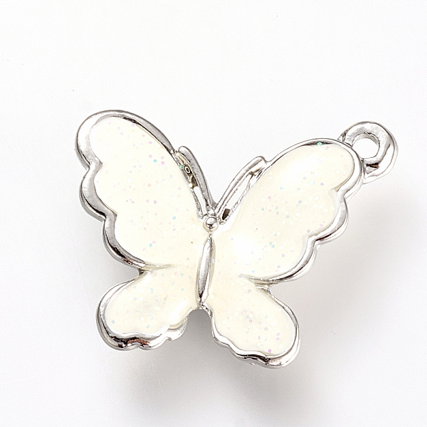 

PandaHall Enamel Style Alloy Pendants, with Glitter Powder, Butterfly, Platinum, 18x21.5x3mm, Hole: 2mm Alloy+Enamel Butterfly Yellow