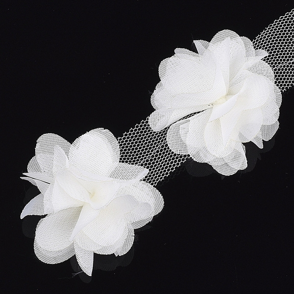 

PandaHall Organza Flower Ribbon, Costume Accessories, For Party Wedding Decoration and Earring Making, White, 50~60mm, about 10yard/bundle...