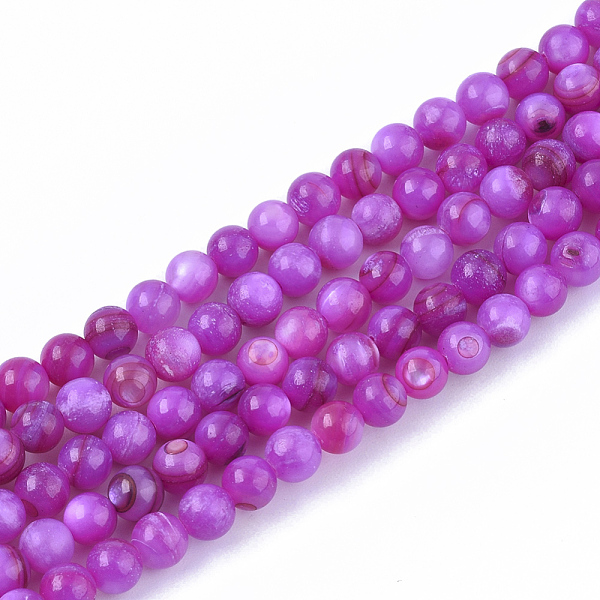 

PandaHall Freshwater Shell Beads Strands, Dyed, Round, Magenta, 4mm, Hole: 0.8mm, about 95pcs/strand, 14.96 inch(38cm) Freshwater Shell..., Pink