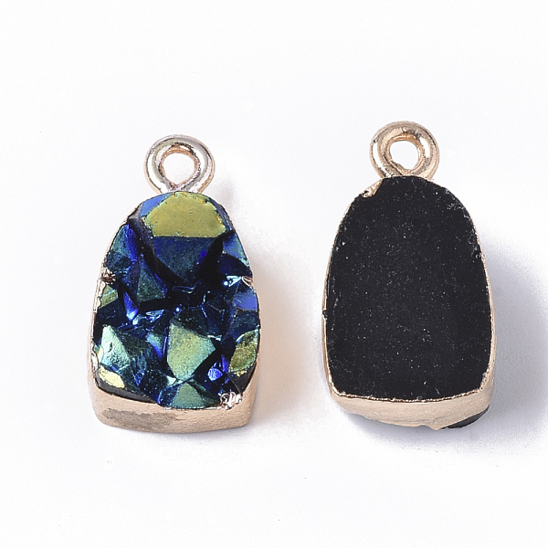 

PandaHall Druzy Resin Pendants, with Edge Light Gold Plated Iron Loops, AB Color Plated, Blue, 17.5x10x8mm, Hole: 1.8mm Iron+Resin Others...