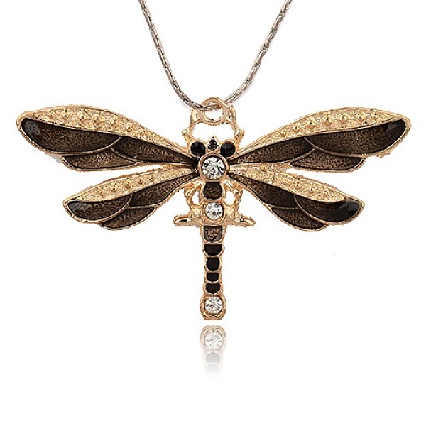 

PandaHall Vintage Alloy Enamel Pendants, with Rhinestone, Dragonfly, Golden, Black, 42x72.5x5mm, Hole: 3mm Alloy Rhinestone+Enamel Dragonfly..., Clear