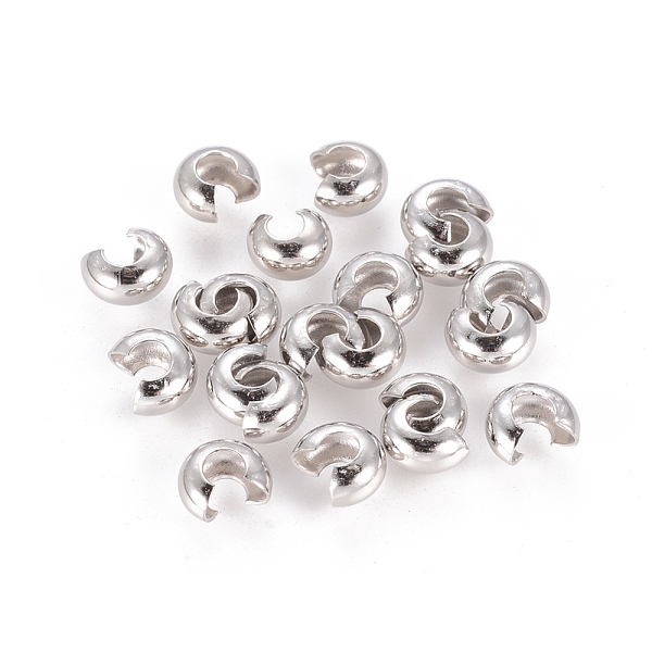 Platinum Color Brass Crimp End Beads Covers For Jewelry Making