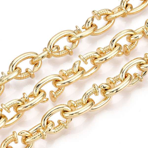 

PandaHall Alloy Nail Chain, Unwelded, Oval, with Spool, Golden, 15x11x5mm, about 32.81 Feet(10m)/Roll Alloy