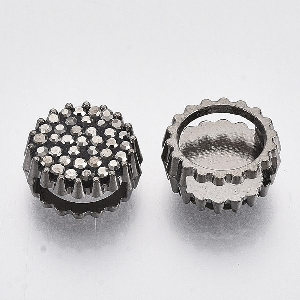 

PandaHall Alloy Slide Charms, with Polymer Clay Rhinestone, Flat Round, Gunmetal, PP13(1.9~2mm), 11x5.5mm, Hole: 8x2mm Alloy+Rhinestone Flat..., Black
