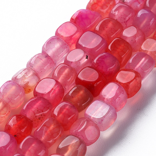 

PandaHall Natural Agate Beads Strands, Dyed & Heated, Cube, Cerise, 5~8x4~8x4~6mm, Hole: 1.2mm, about 50pcs/strand, 14.76 inch(37.5cm)..., Red
