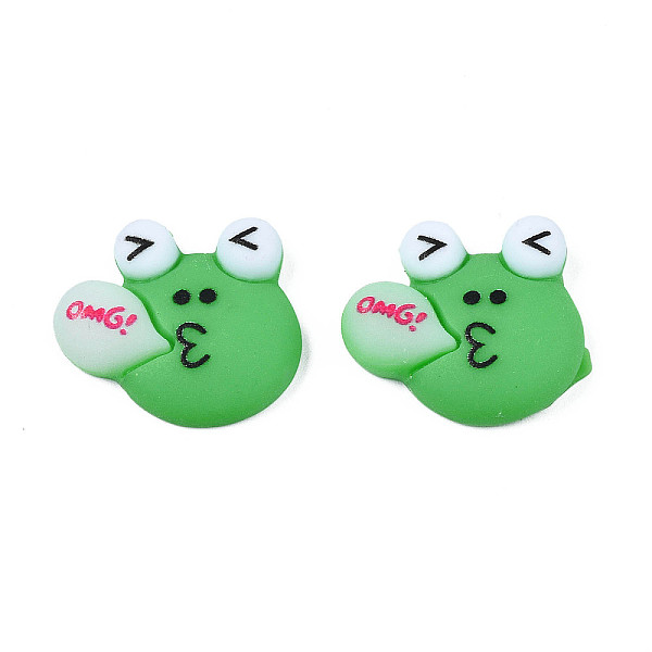 

PandaHall Opaque Resin Cabochons, Frog, Green, 17x20x5.5mm Resin Frog Green