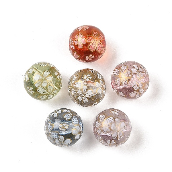 

PandaHall Opaque Acrylic Printed Beads, Round with Flower, Mixed Color, 15.5mm, Hole: 2.5mm Acrylic Round Multicolor