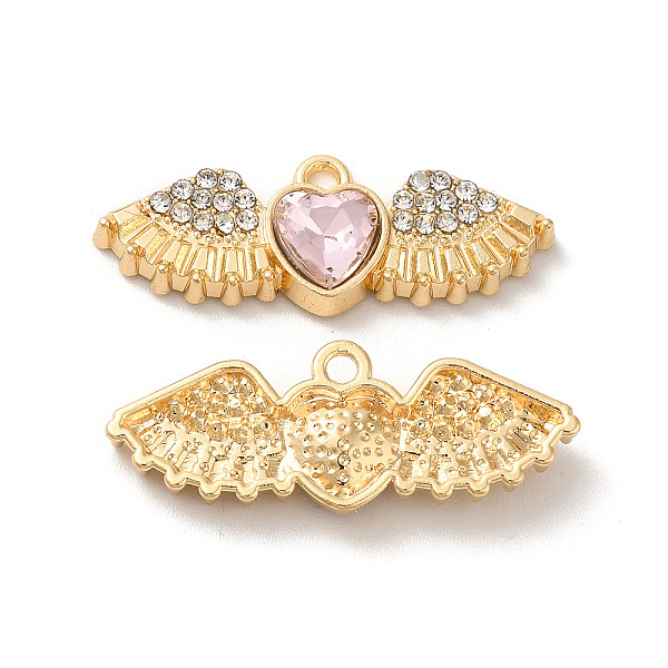 

PandaHall Rack Plating Alloy Rhinestone Charms, with Glass, Nickel Free, Heart with Wings, Golden, Pink, 10.5x27.5x5mm, Hole: 1.6mm...