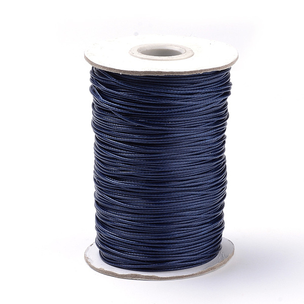 

PandaHall Braided Korean Waxed Polyester Cords, Prussian Blue, 0.5mm, about 160yards/roll Waxed Polyester Cord