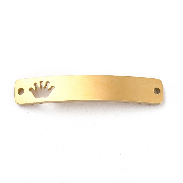 

PandaHall 304 Stainless Steel Connector Charms, Curve Rectangle with Pattern, Golden, Crown Pattern, 34.5x6x1.5mm, Hole: 1.5mm 304 Stainless...