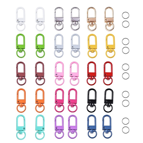 

PandaHall Baking Painted Alloy Swivel Clasps, Swivel Snap Hook, with 304 Stainless Steel Open Jump Rings, Mixed Color, 130pcs/box Alloy..., Multicolor