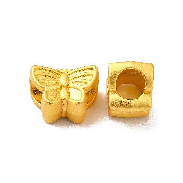 

PandaHall Rack Plating Alloy European Beads, Large Hole Beads, Butterfly, Matte Gold Color, 9x12.5x8.5mm, Hole: 5mm Alloy Butterfly