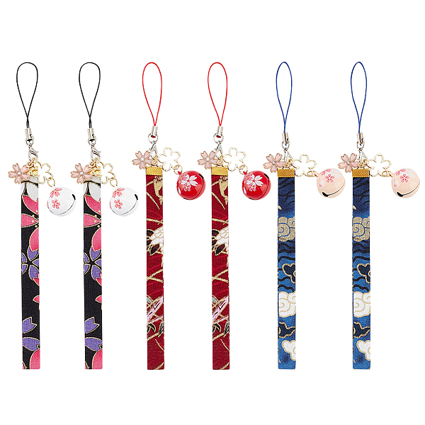 

PandaHall OLYCRAFT 6 Pcs 3-Color Sakura Keychain Pendants Maneki Neko Key Ring Charms Japanese Enamel Bell Keychains Bell Buckle Keyring..., Multicolor
