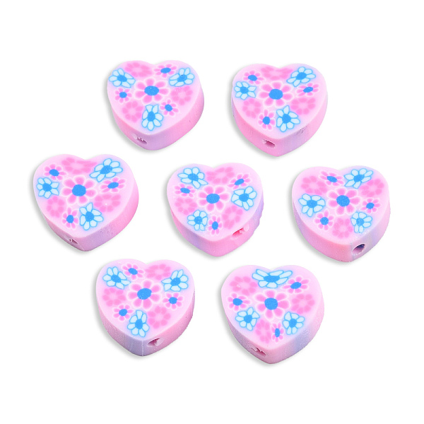 

PandaHall Handmade Polymer Clay Beads, Heart with Flower, Pearl Pink, 9x10x4.5mm, Hole: 1.2mm Polymer Clay Heart