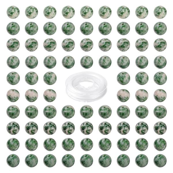 

PandaHall 100Pcs 8mm Natural Green Spot Jasper Round Beads, with 10m Elastic Crystal Thread, for DIY Stretch Bracelets Making Kits, 8mm...