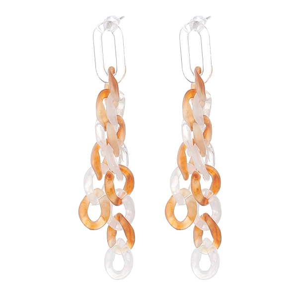

PandaHall Acrylic Curb Chain Tassel Dangle Stud Earrings for Women, Sandy Brown, 78x11x3mm, Pin: 0.7mm Acrylic Twist