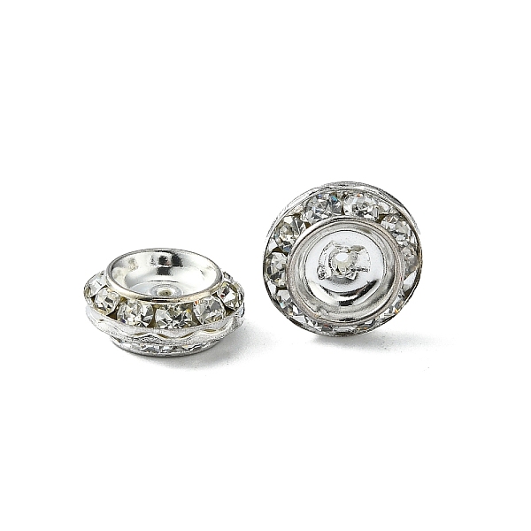 

PandaHall Brass Rhinestone Beads, Silver Color Plated, 13mm Brass+Rhinestone Flat Round