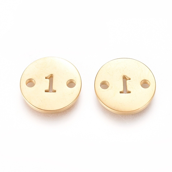 

PandaHall Numbers 304 Stainless Steel Links, Ion Plating (IP), for Craft Jewelry Making, Flat Round, Golden, Num.1, 10x1mm, Hole: 1.4mm 304...
