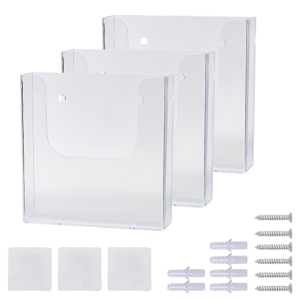 

PandaHall GLOBLELAND 3 Pack Brochure Holder Wall Mount Acrylic Clear File Holder Document Paper Hanging Organizer Rack for Magazine Booklet...
