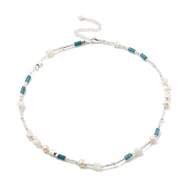 

PandaHall Natural Pearl & Natural Gemstone Beaded Necklaces, 14K Gold Plated Brass Jewelry for Women, Seashell Color, 15.08 inch(38.3cm)...