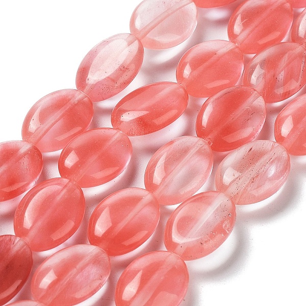 

PandaHall Cherry Quartz Glass Beads Strands, Flat Oval, 17.5~18x12.5~13x6mm, Hole: 1.2mm, about 22pcs/strand, 15.55''(39.5cm) Cherry Quartz...