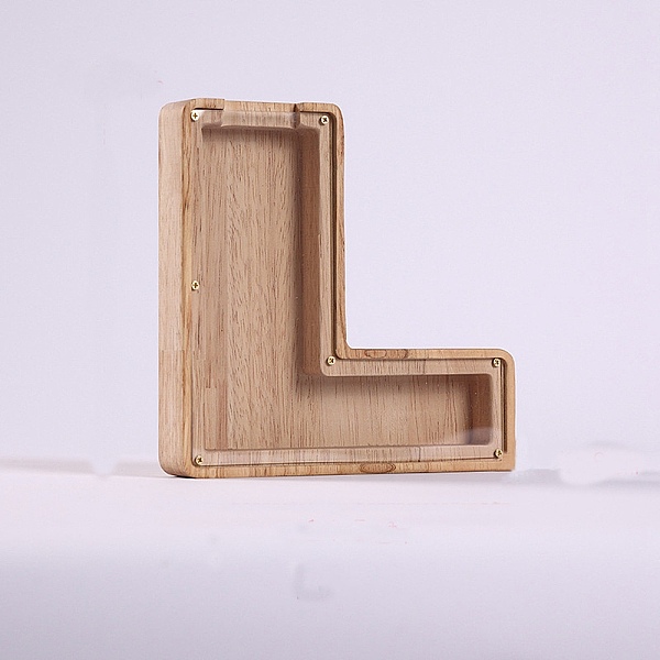 

PandaHall Unfinished Wooden Money Box, Coin Bank, Piggy Bank for Kids, with Clear Window, Letter L, 2.8x14.5x18cm Wood Letter L