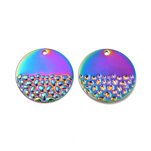 

PandaHall Ion Plating(IP) 304 Stainless Steel Pendants, Flat Round Charm, Rainbow Color, 23x1mm, Hole: 1.8mm 304 Stainless Steel Flat Round
